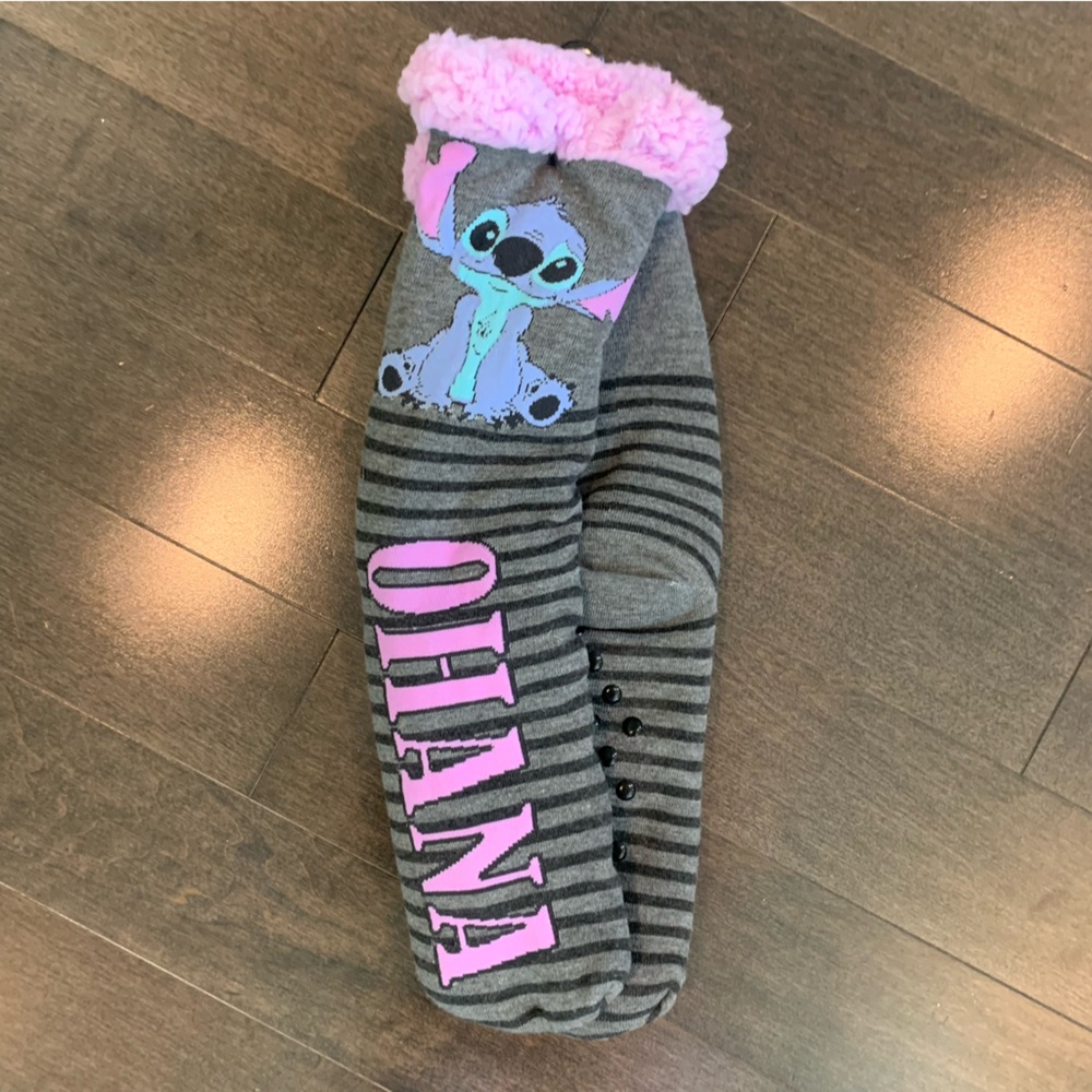 Stitch Fuzzy Socks with Grips